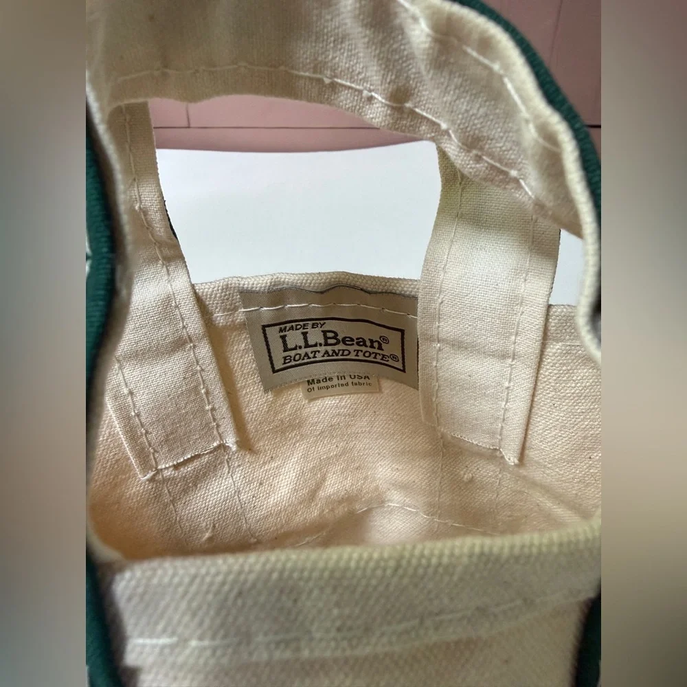 LL Bean Mini Boat And Tote House Embroidered USA Made Canvas Green 6'' EXCELLENT - Picture 3 of 9